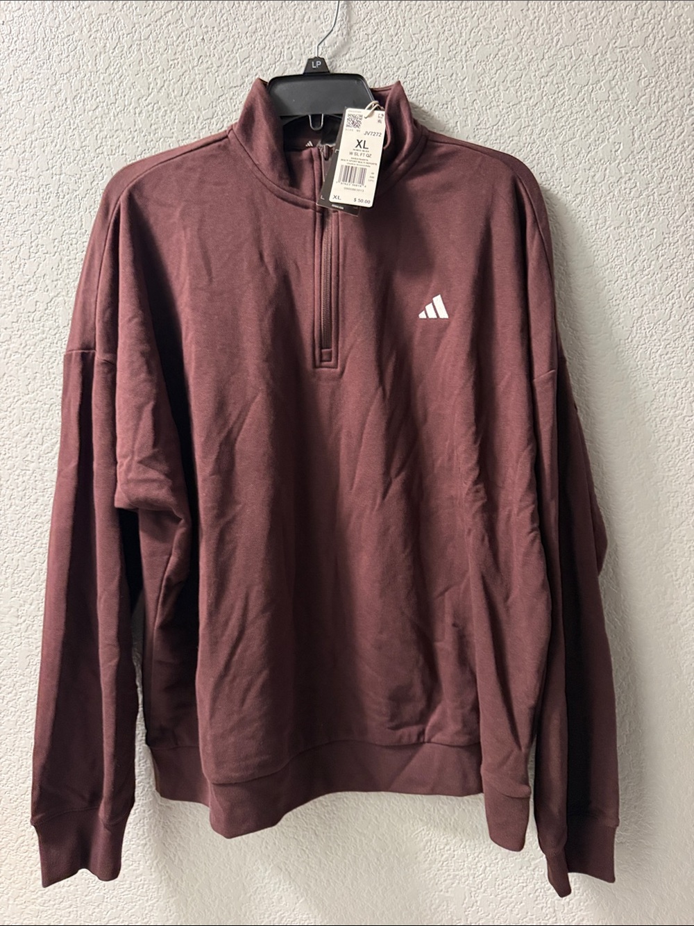 adidas Men’s Half-Zip Sweatshirt in Maroon